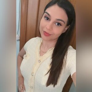 Cream Short Sleeve Dress with Pearl Buttons Midi